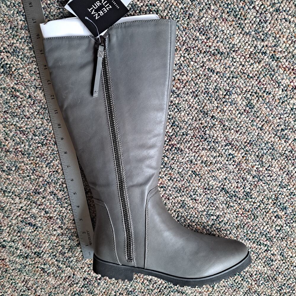 Naturalizer Gray Wide Calf Ridding Boots w/ Side Zips - Size 8.5M (NWT/Box) - Picture 12 of 16